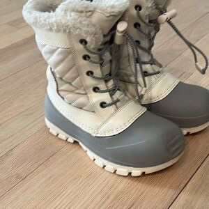 Stylish White and Gray Winter Boots
